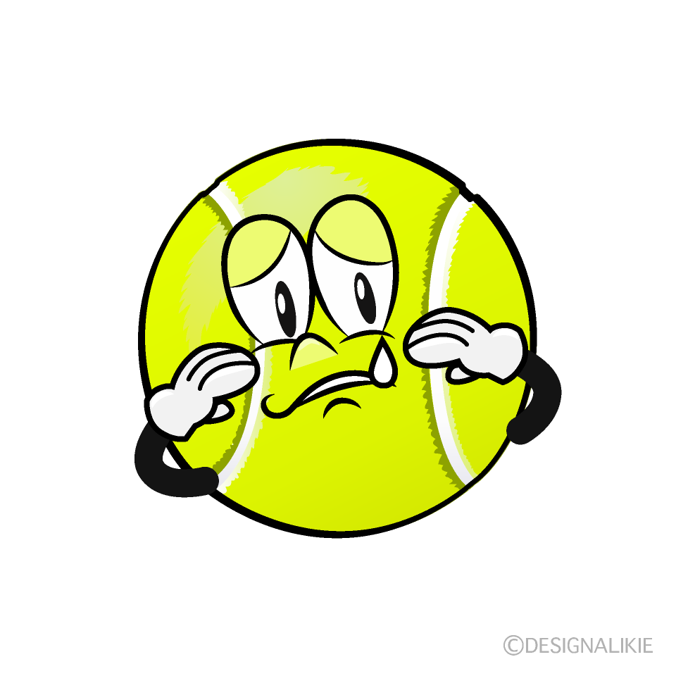 Sobbing Tennis Ball Cartoon Character Image