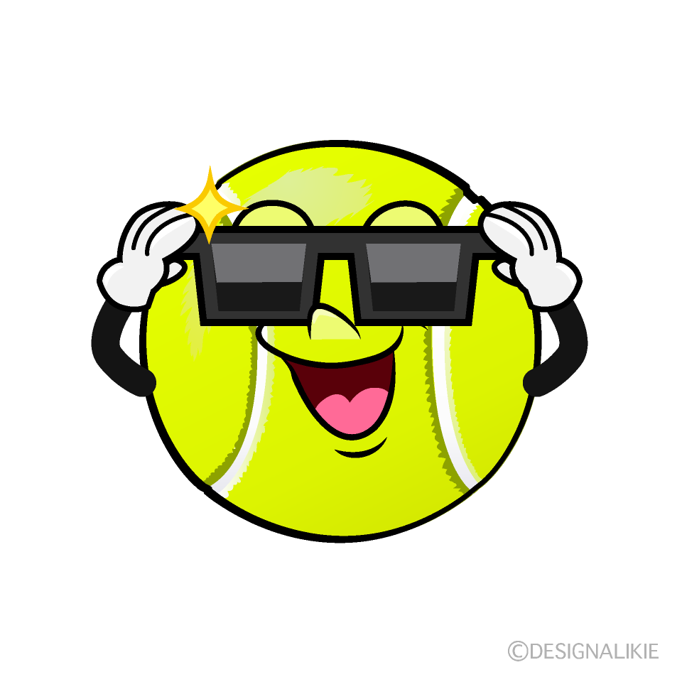 Tennis Ball with Sunglasses Cartoon Character Image