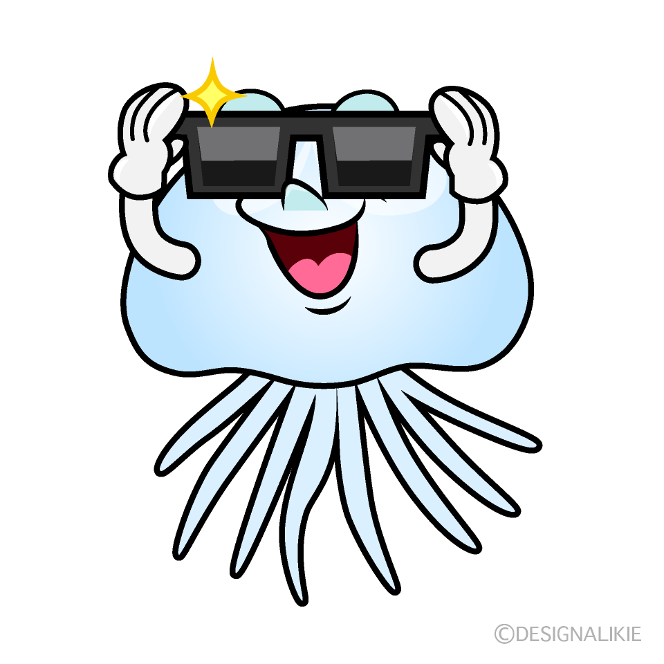 Jellyfish with Sunglasses Cartoon Character Image