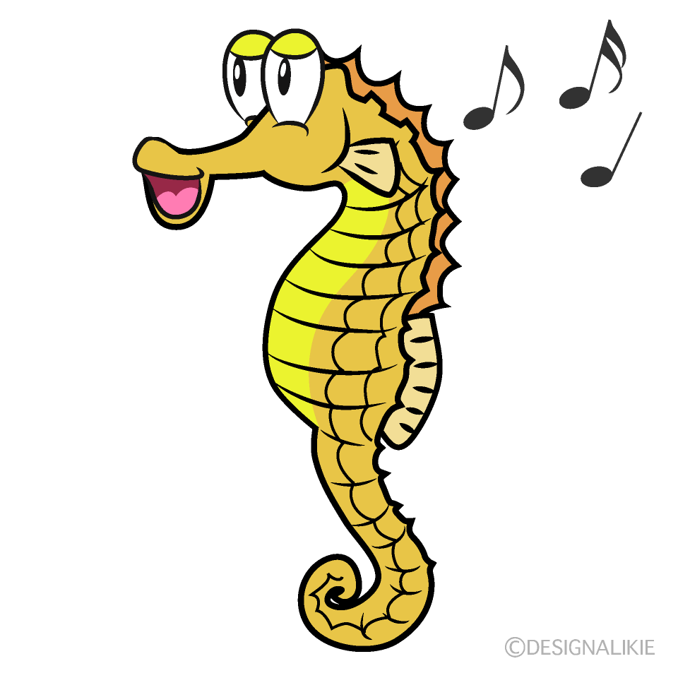 Singing Seahorse Cartoon Character Image