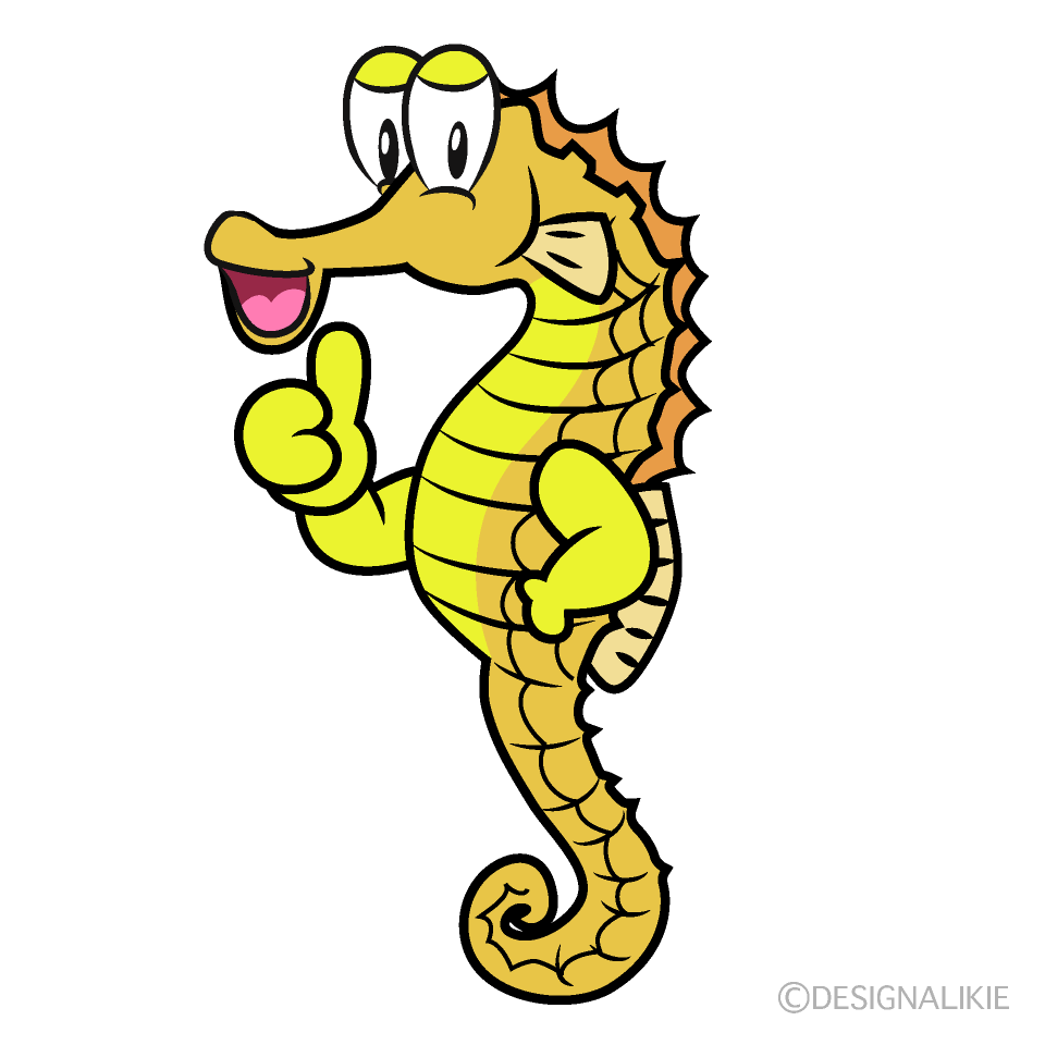 Thumbs up Seahorse Cartoon Character Image