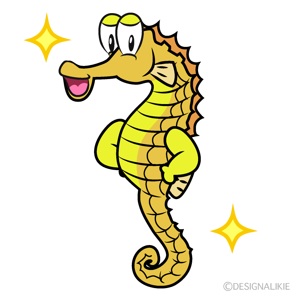 Confident Seahorse Cartoon Character Image