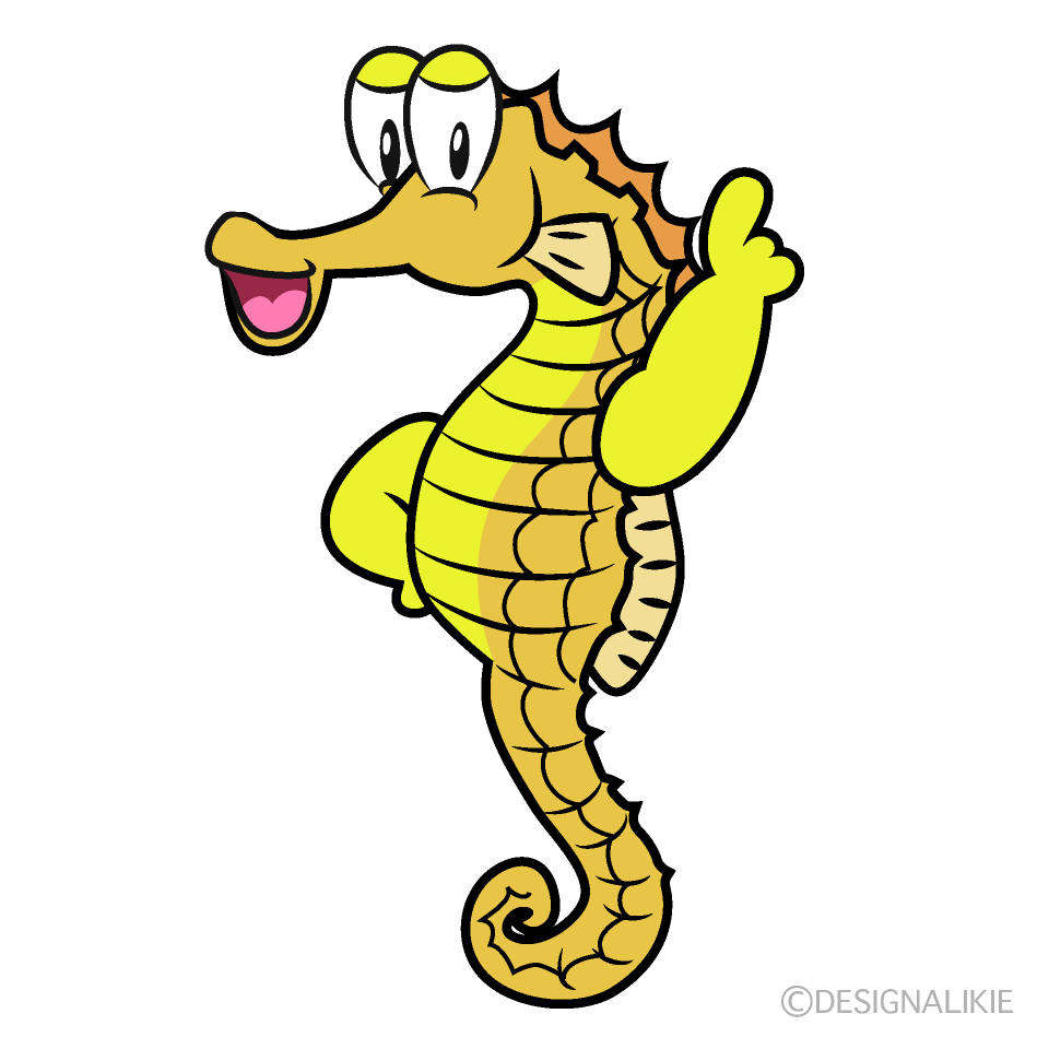 Posing Seahorse Cartoon Character Image