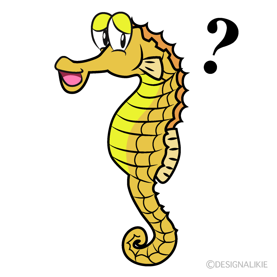 Thinking Seahorse Cartoon Character Image