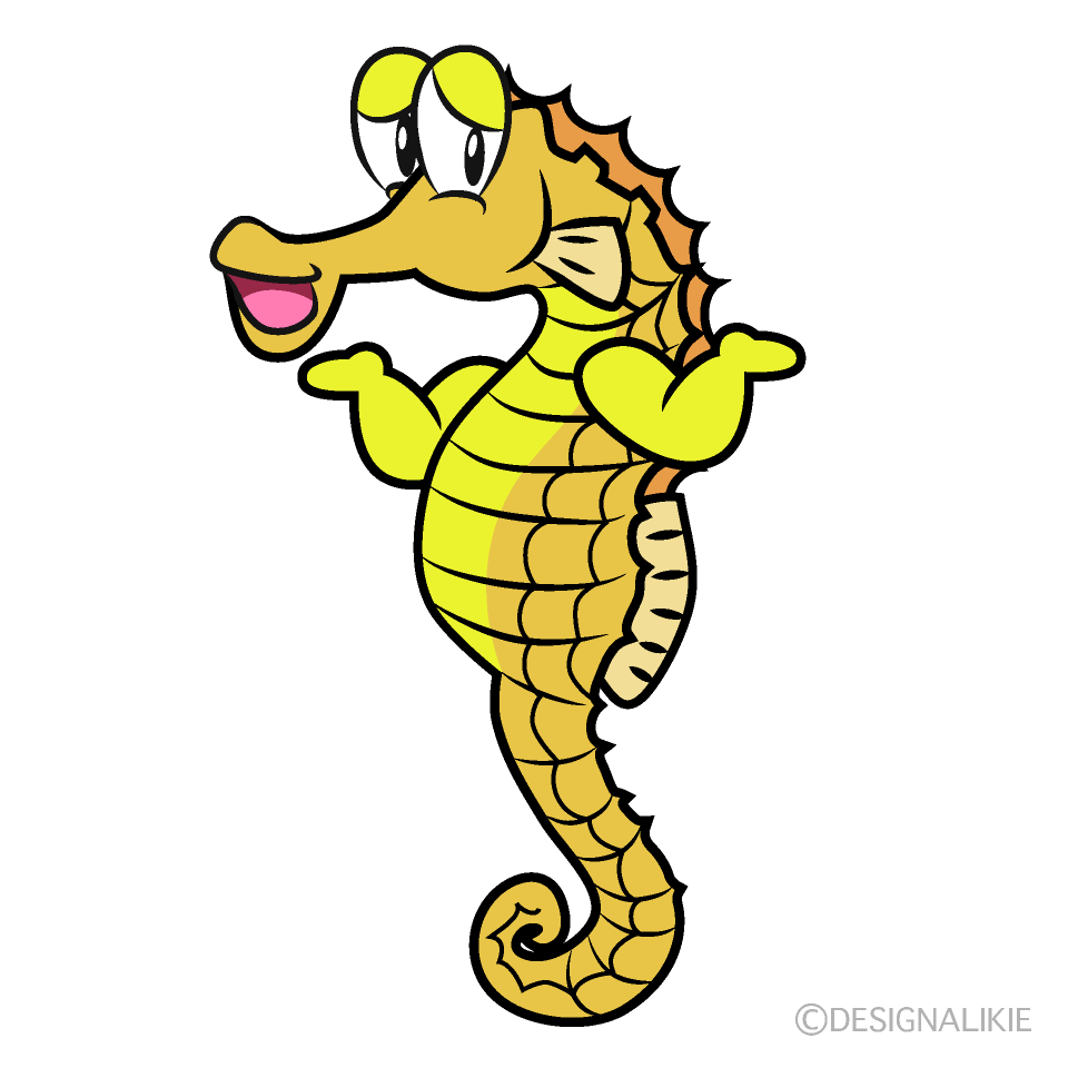 Troubled Seahorse Cartoon Character Image
