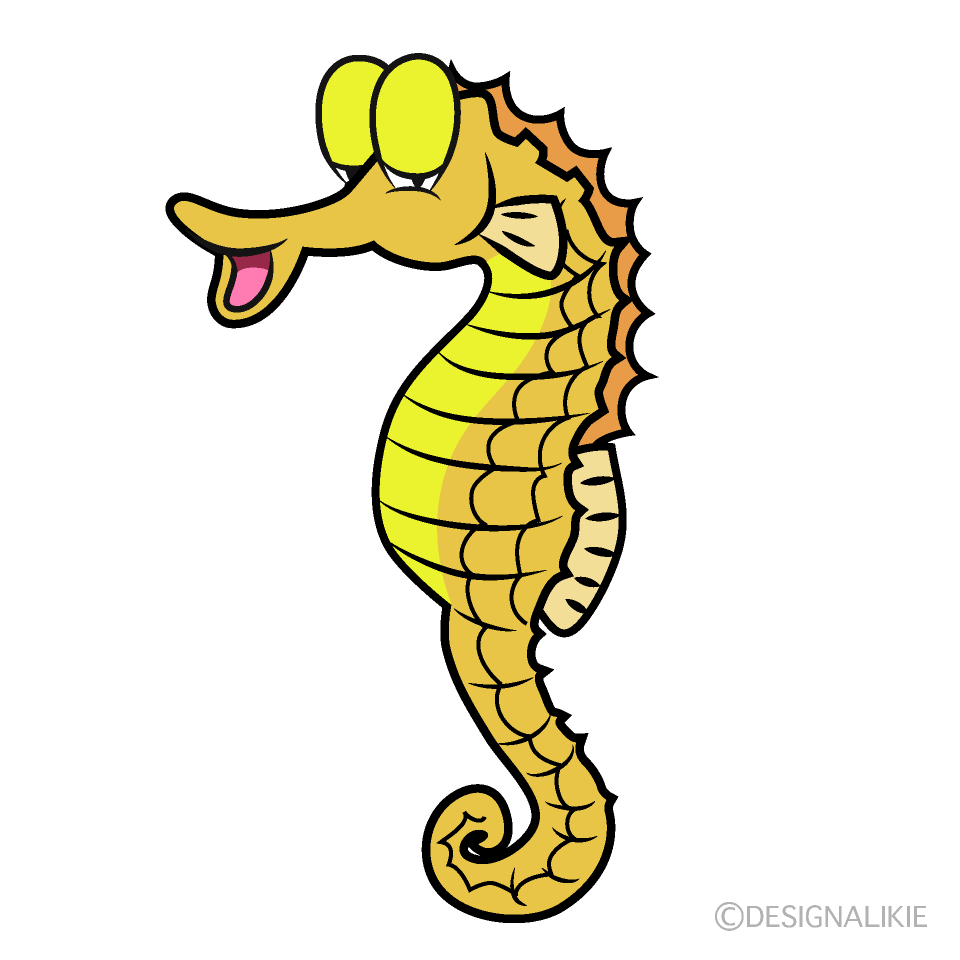 Relaxing Seahorse Cartoon Character Image