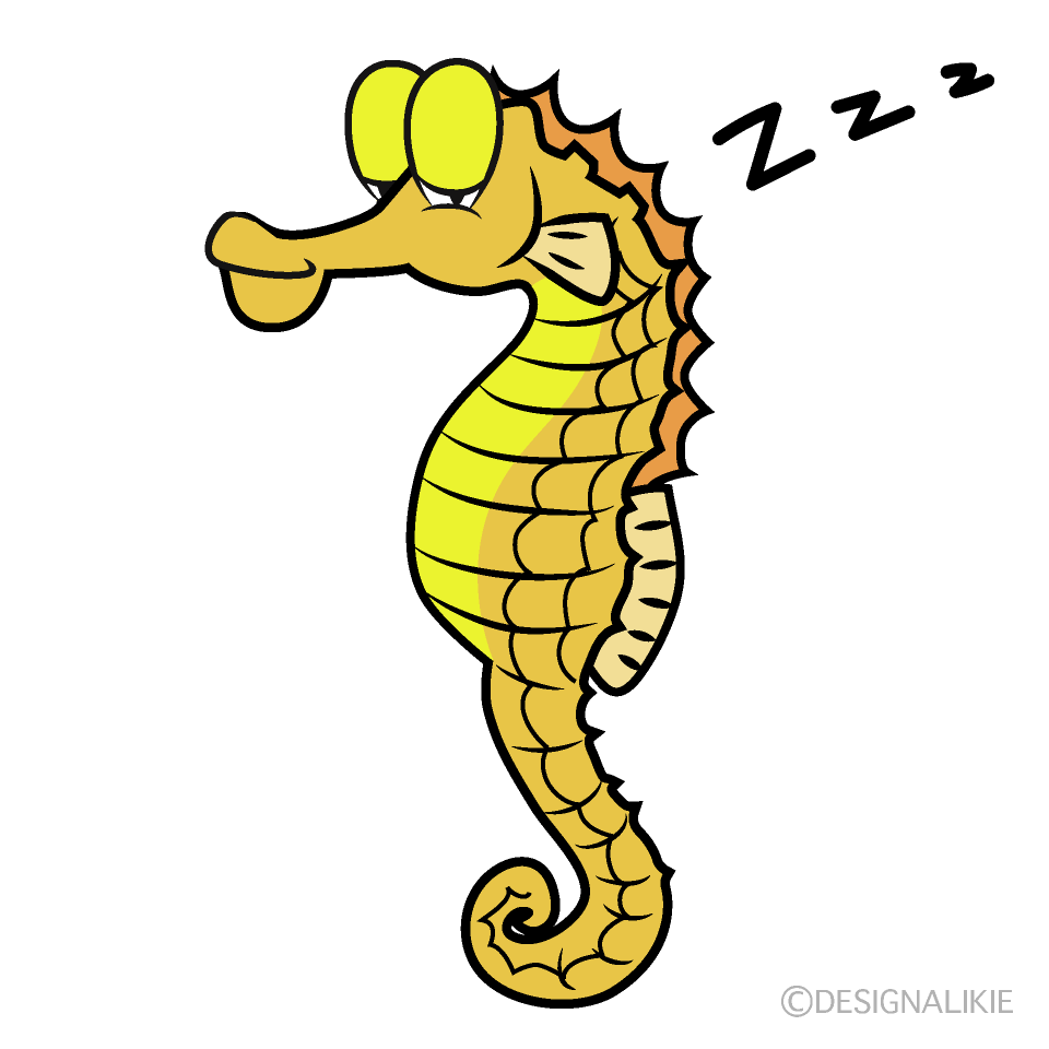 Sleeping Seahorse Cartoon Character Image