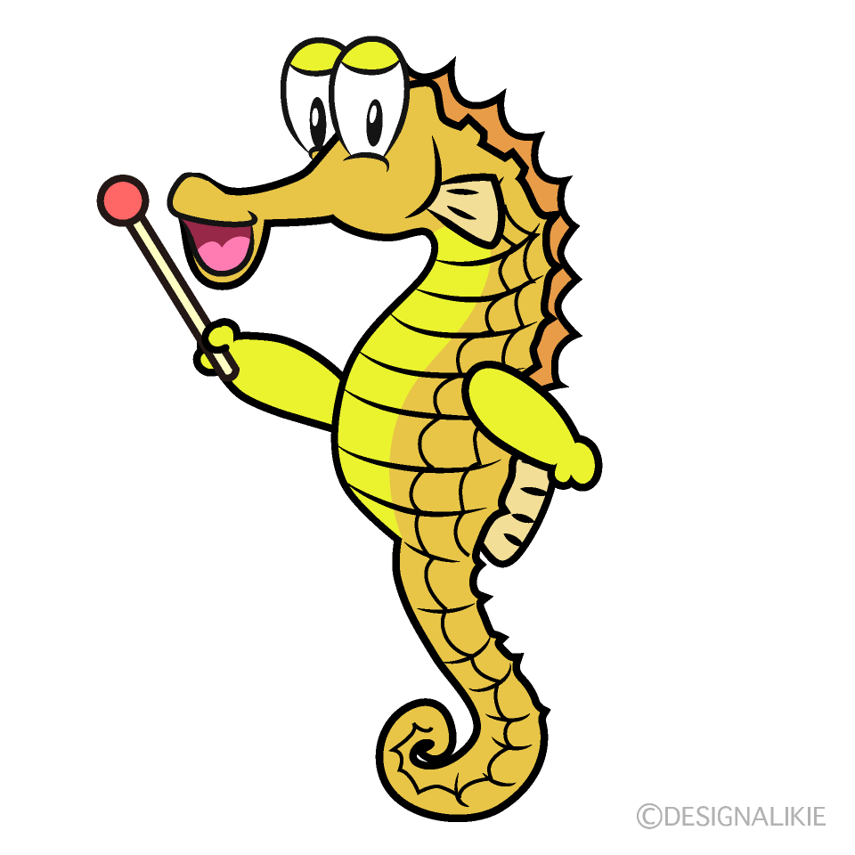 Speaking Seahorse Cartoon Character Image
