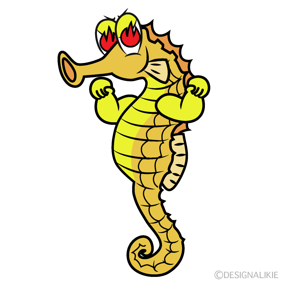 Burning Seahorse Cartoon Character Image