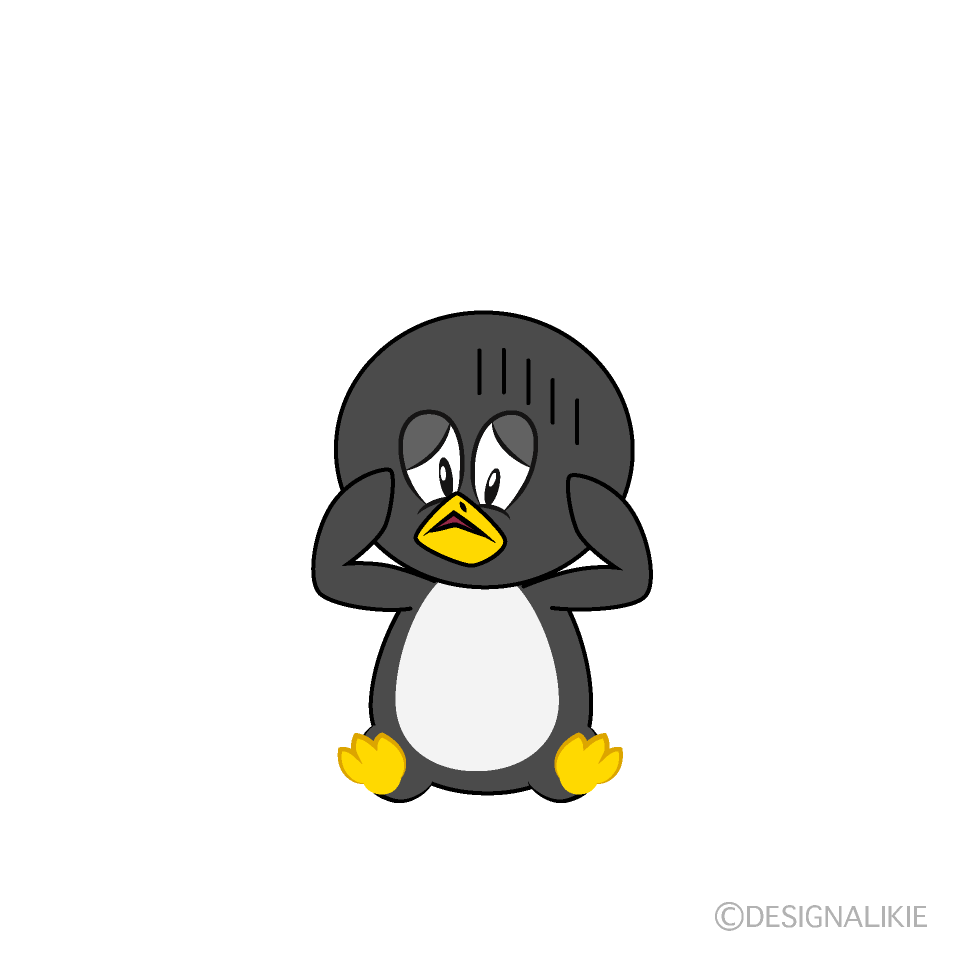 Depressed Penguin Cartoon Character Image