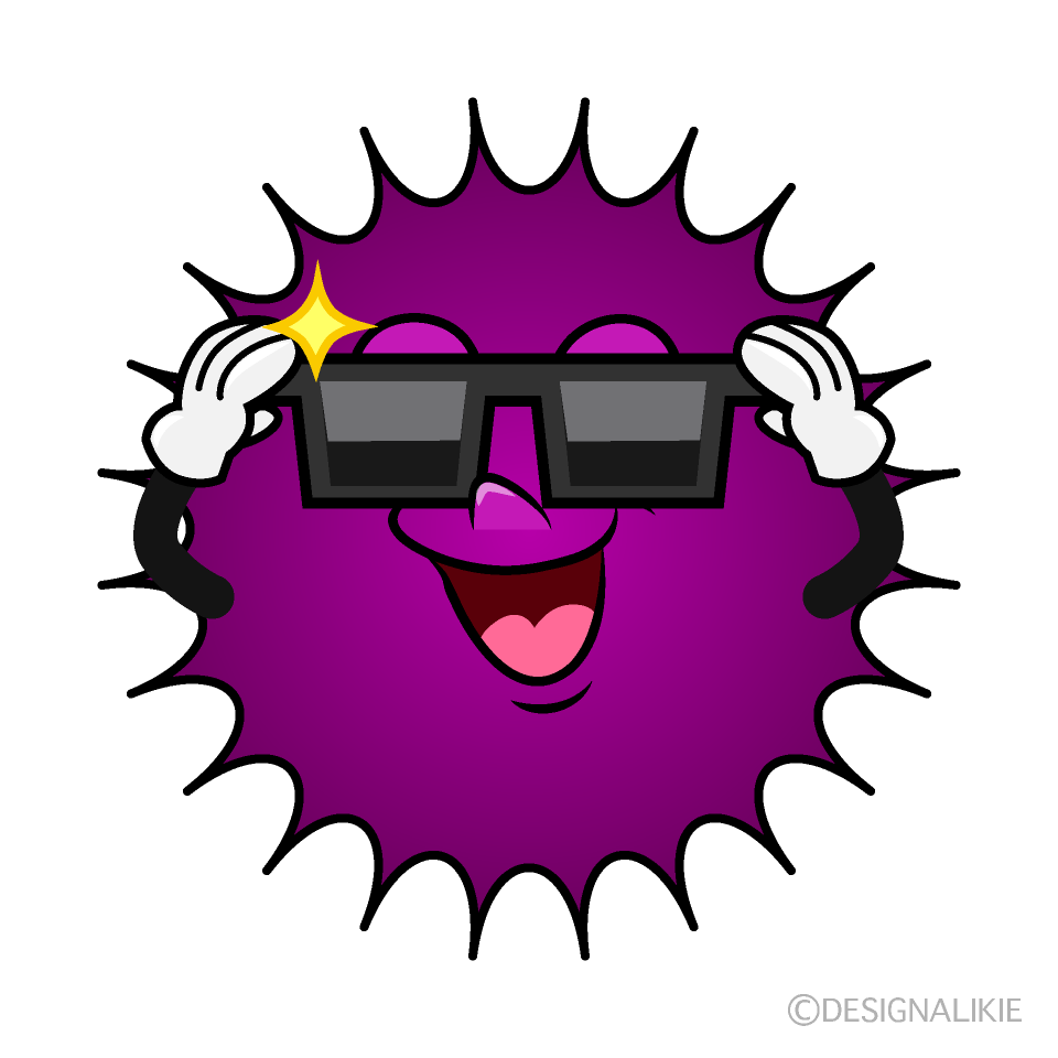 Virus with Sunglasses Cartoon Character Image