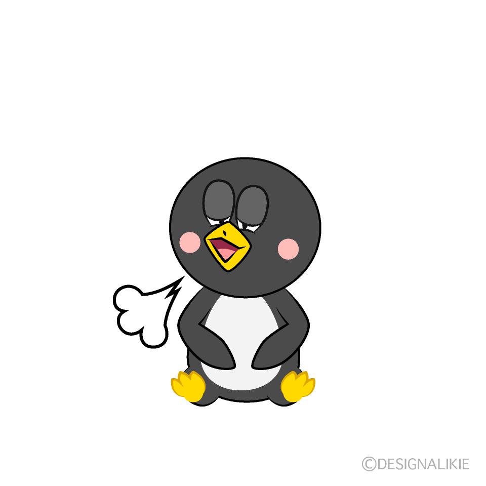 Relaxing Penguin Cartoon Character Image