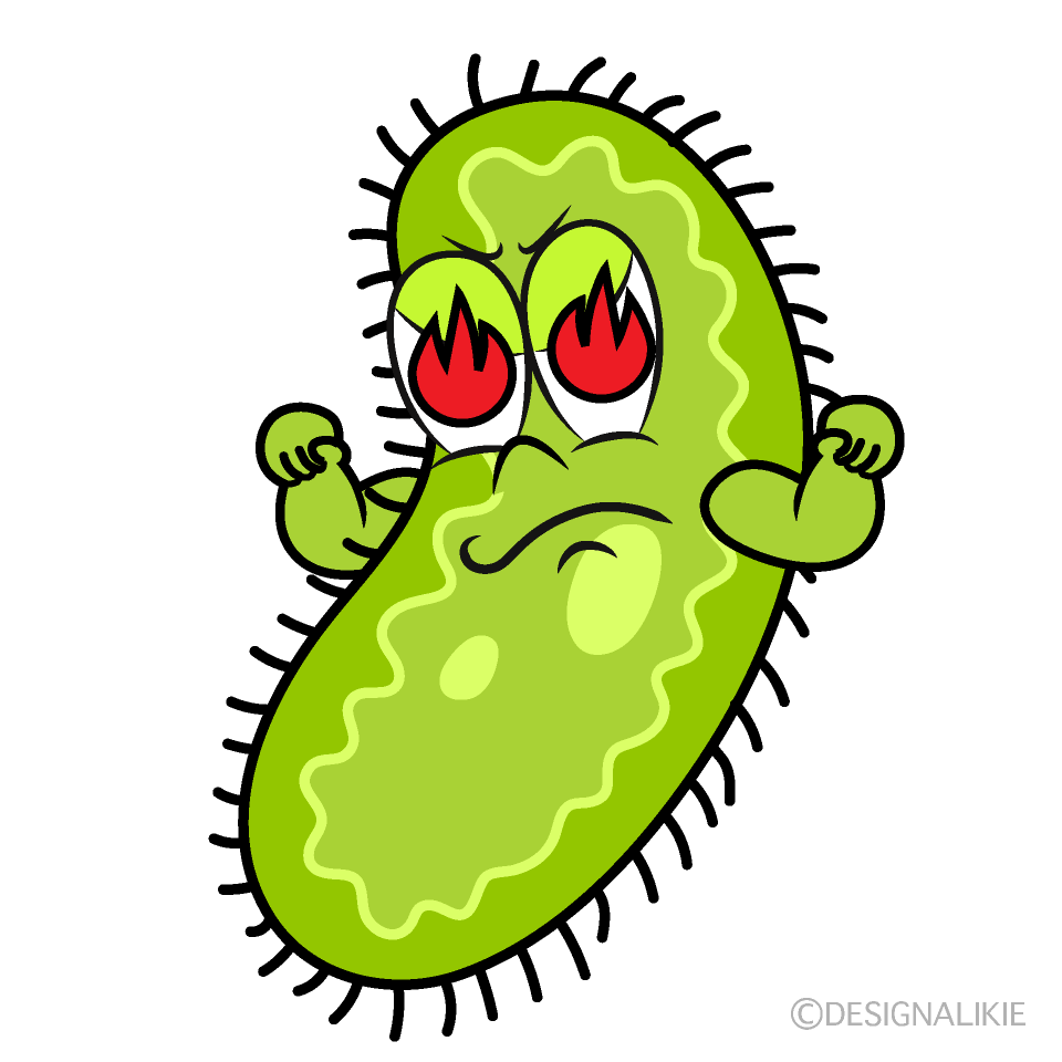 Burning Bacteria Cartoon Character Image