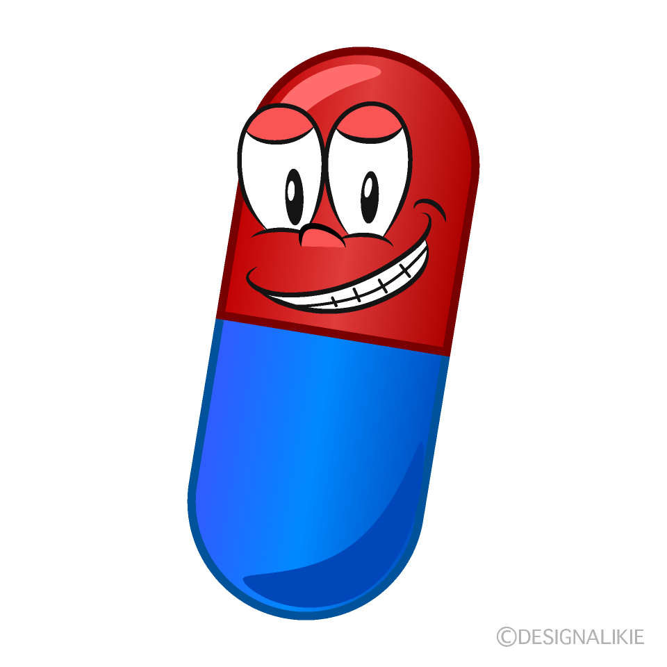 Grinning Medicine Cartoon Character Image