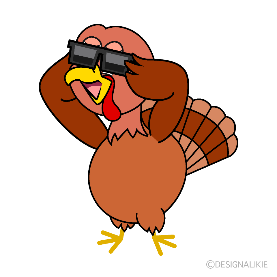 Turkey with Sunglasses Cartoon Character Image