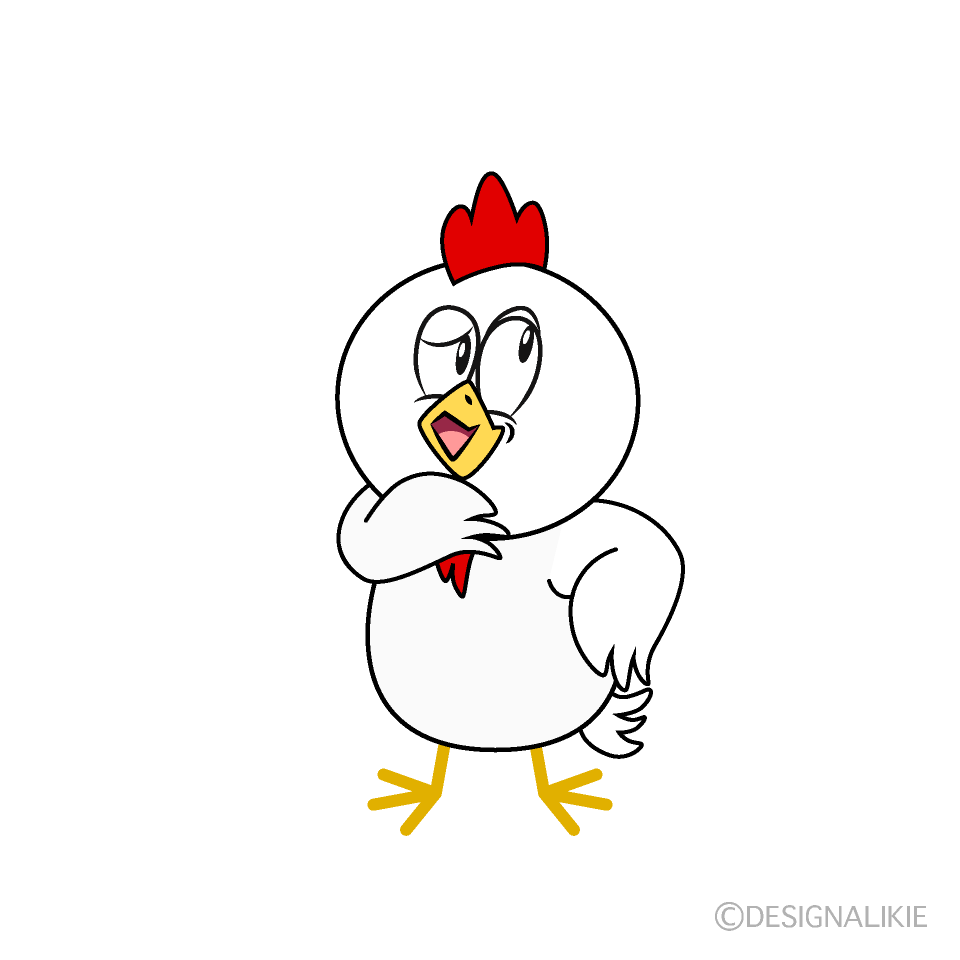 Thinking Chicken Cartoon Character Image