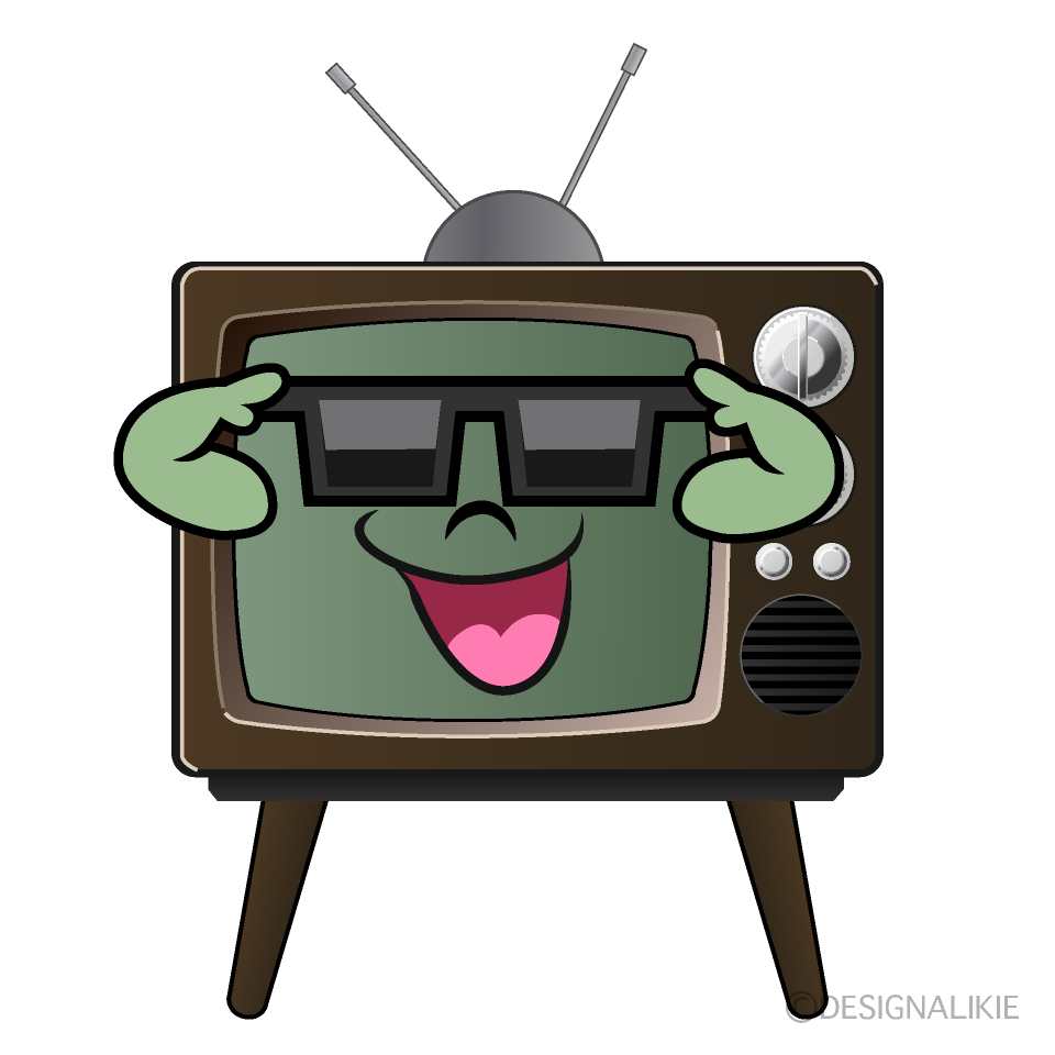 Television with Sunglasses Cartoon Character Image