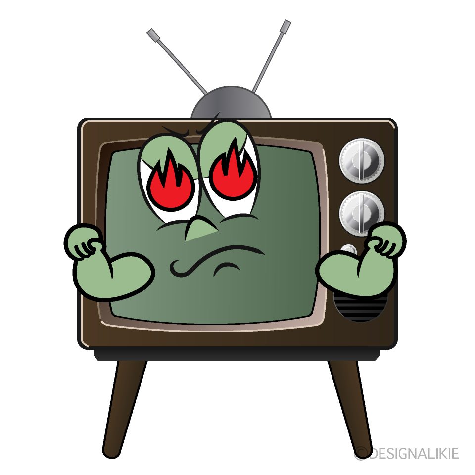 Burning Television Cartoon Character Image