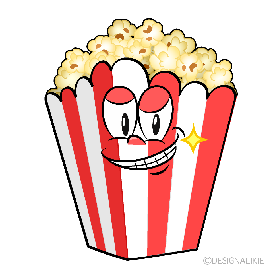 Grinning Popcorn Cartoon Character Image