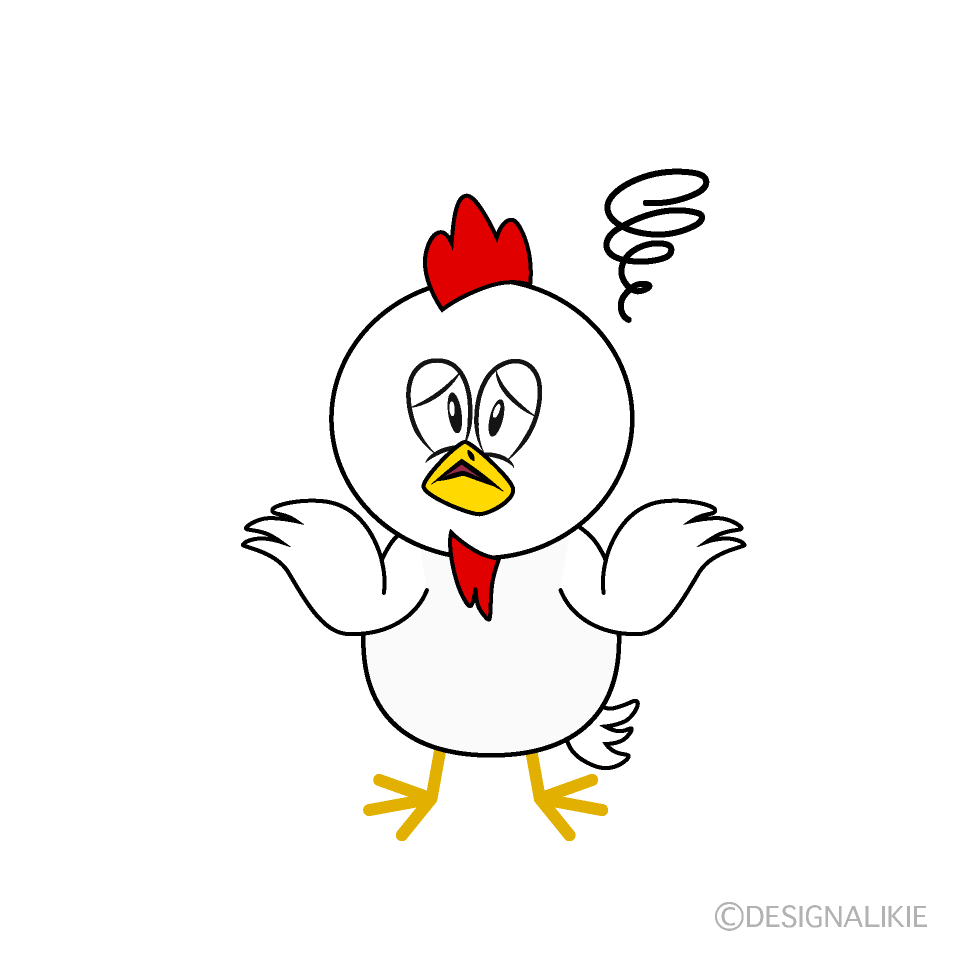 Troubled Chicken Cartoon Character Image