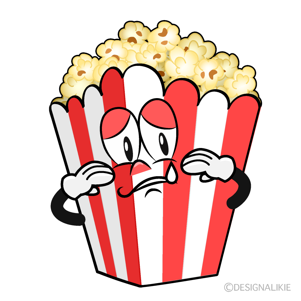 Sobbing Popcorn Cartoon Character Image