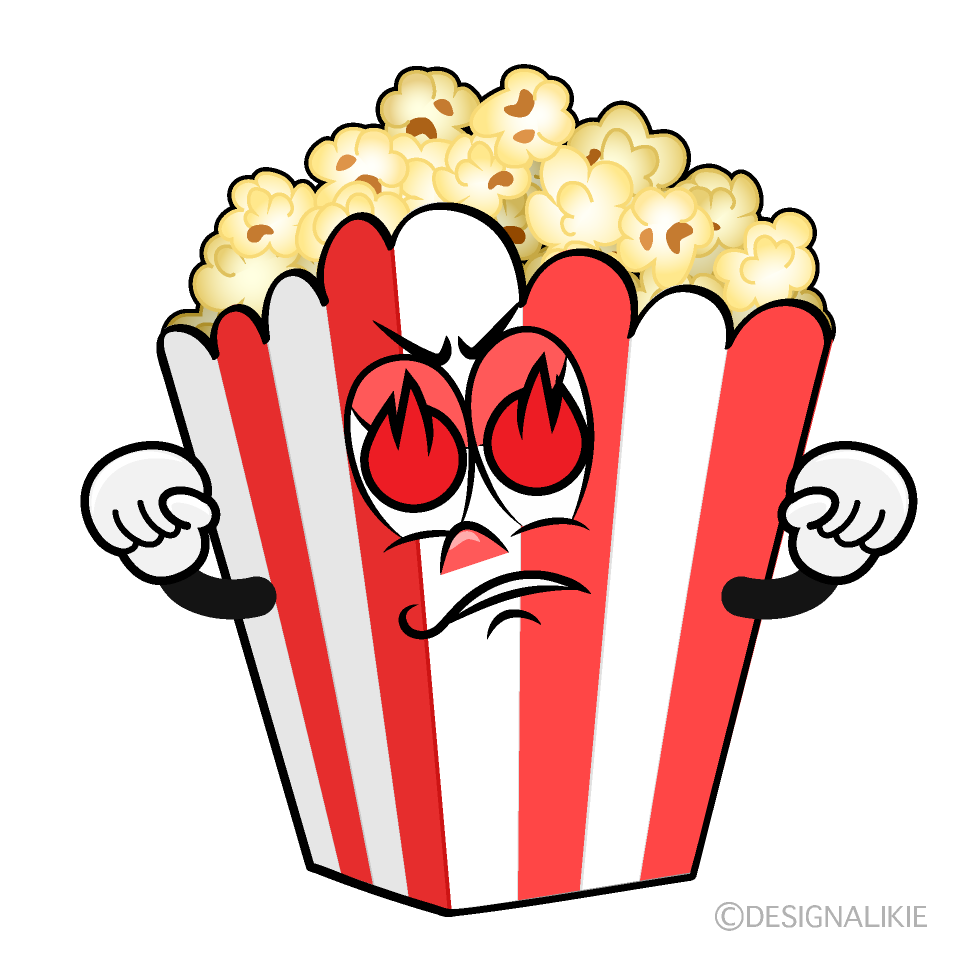 Burning Popcorn Cartoon Character Image