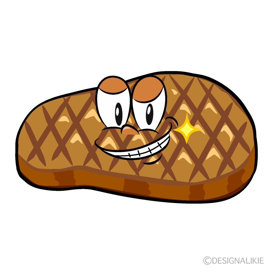 Grinning Steak Cartoon Character Image