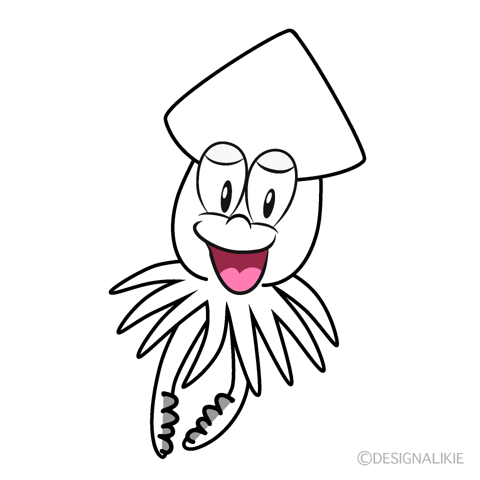 Smiling Squid Cartoon Character Image