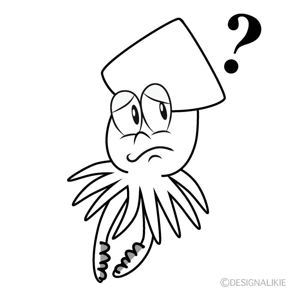 Thinking Squid Cartoon Character Image