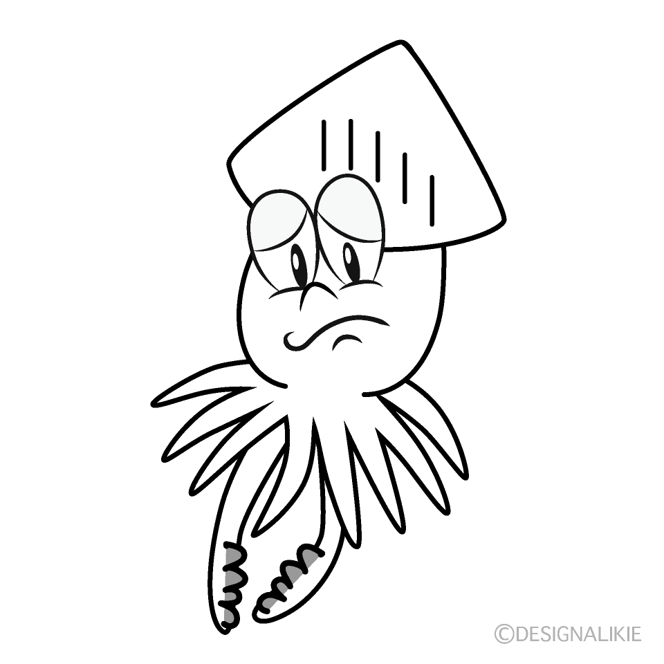 Depressed Squid Cartoon Character Image
