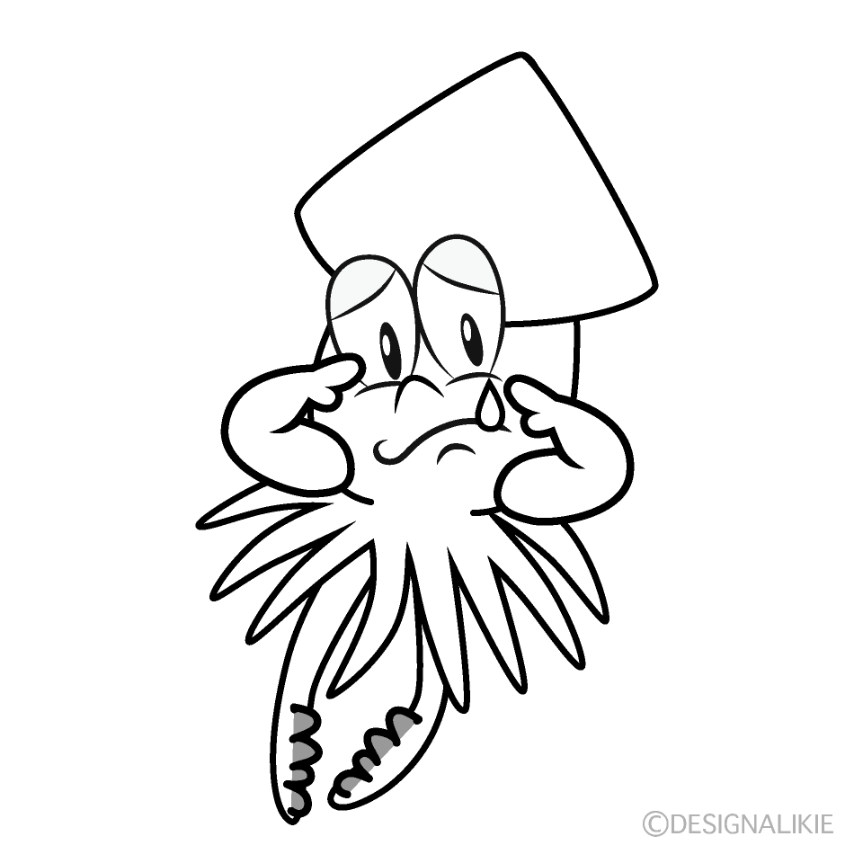 Sobbing Squid Cartoon Character Image