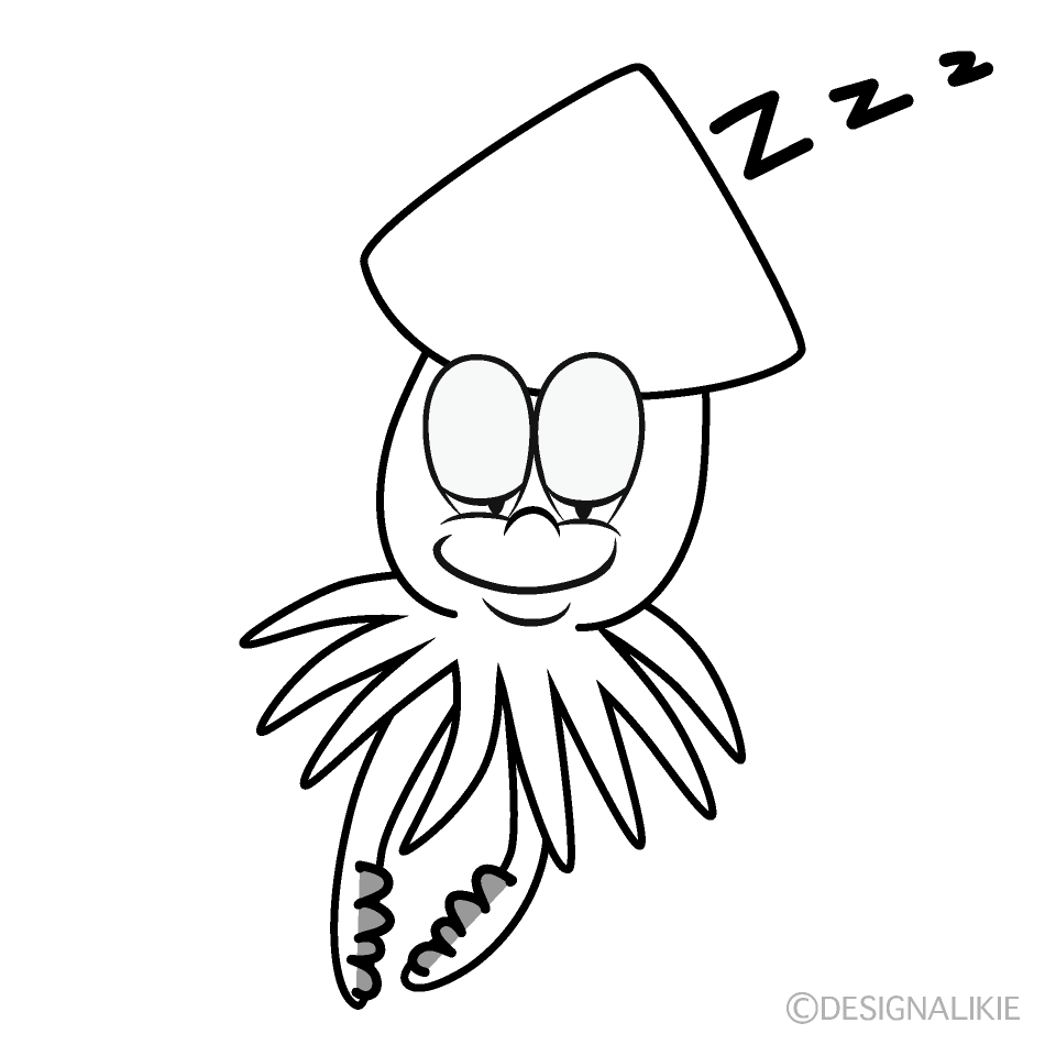 Sleeping Squid Cartoon Character Image