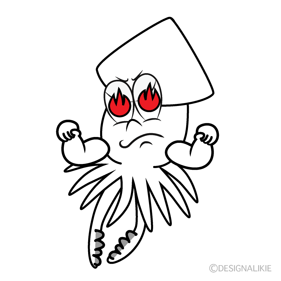Burning Squid Cartoon Character Image
