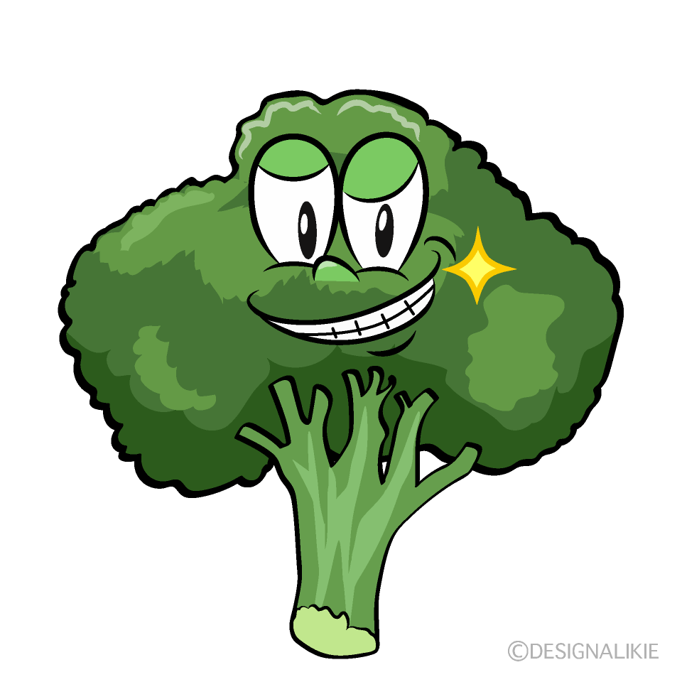 Grinning Broccoli Cartoon Character Image
