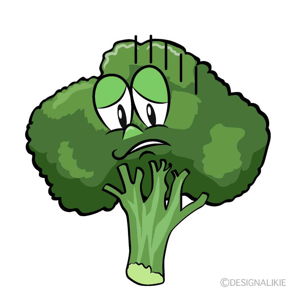 Depressed Broccoli Cartoon Character Image