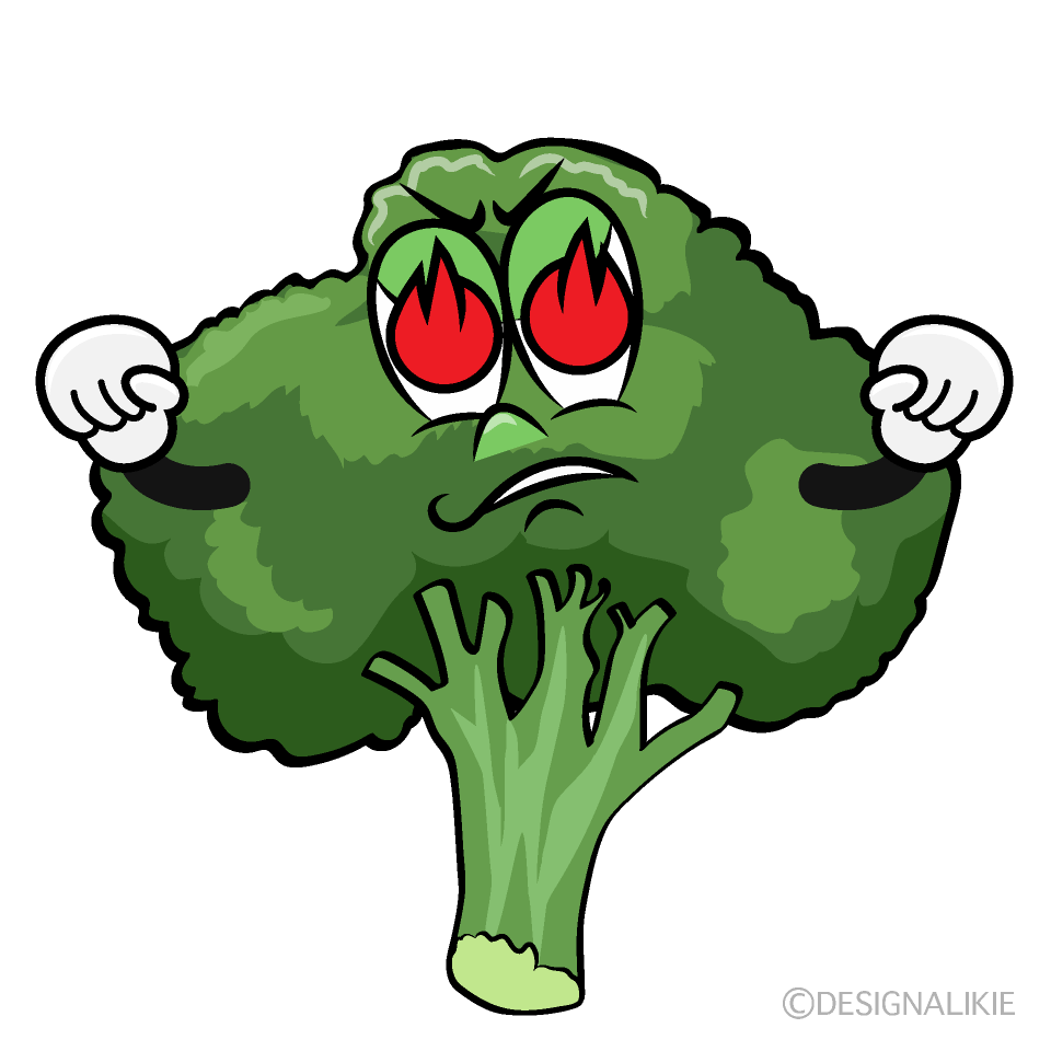 Burning Broccoli Cartoon Character Image