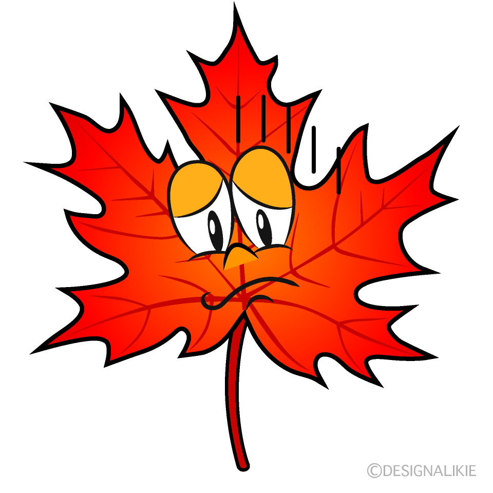 Depressed Fall Leaves Cartoon Character Image