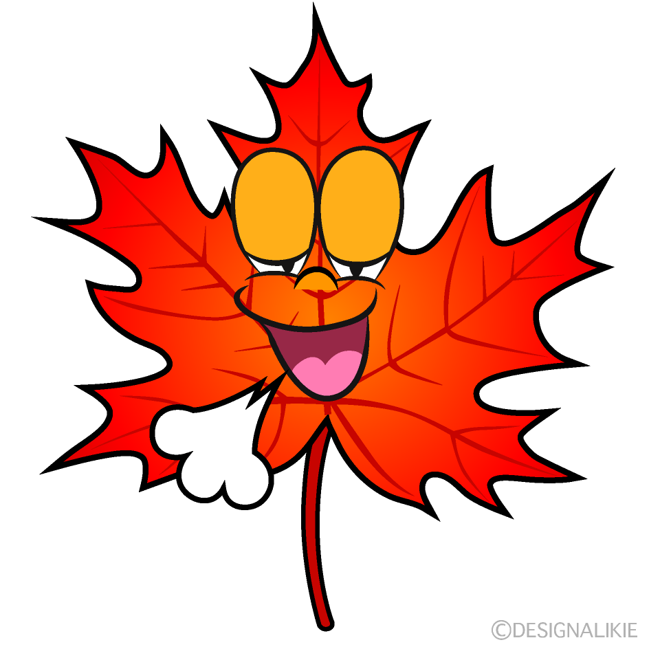 Relaxing Fall Leaves Cartoon Character Image