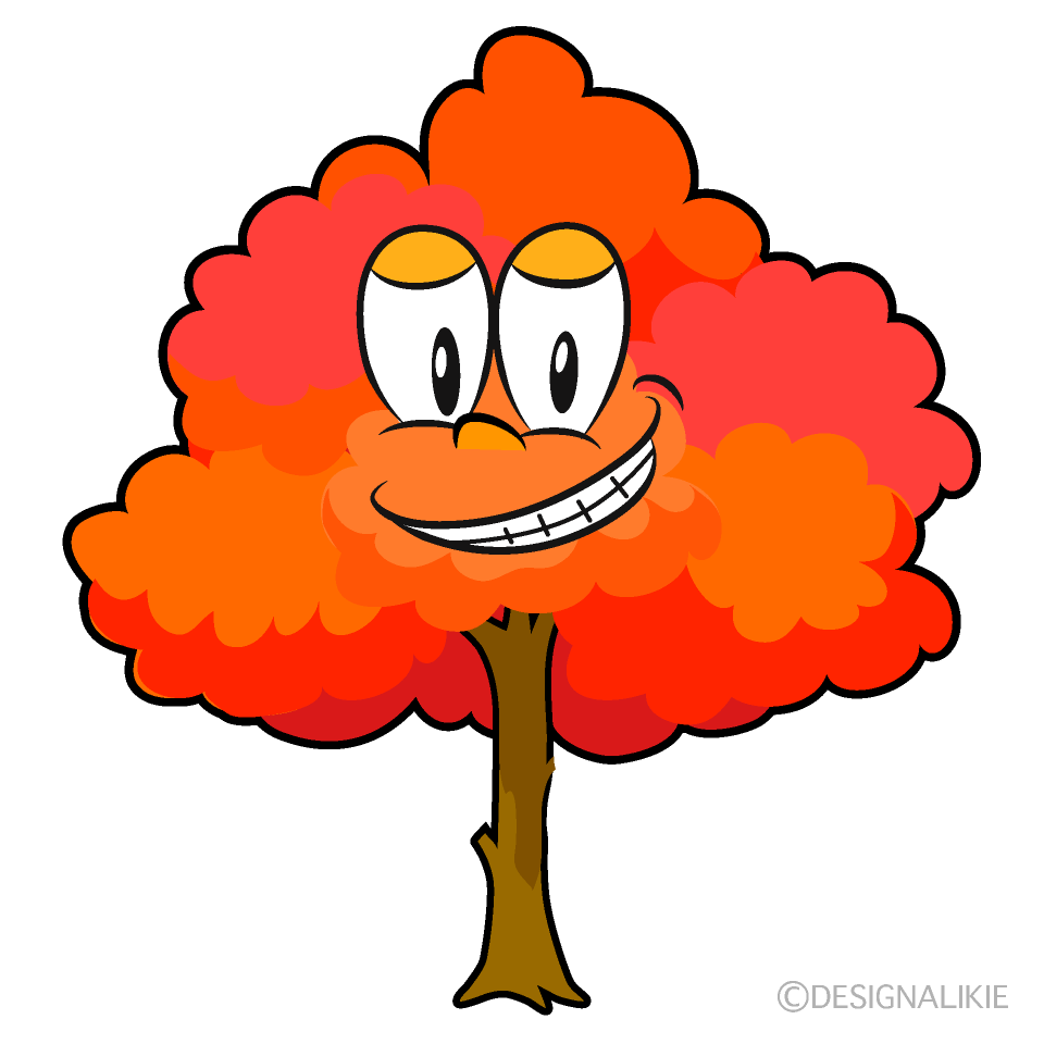 Grinning Fall Tree Cartoon Character Image