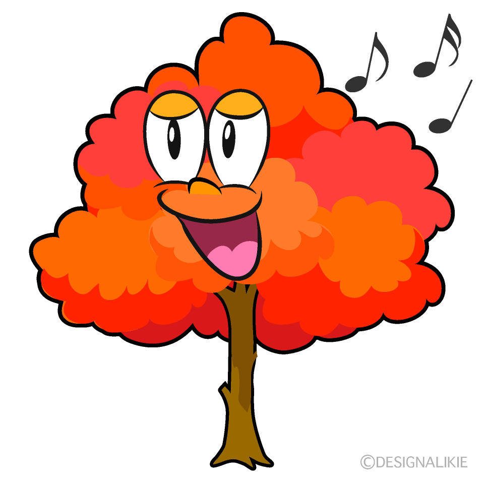 Singing Fall Tree Cartoon Character Image