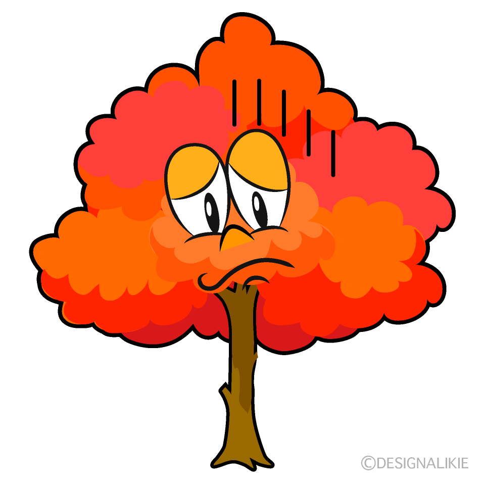Depressed Fall Tree Cartoon Character Image
