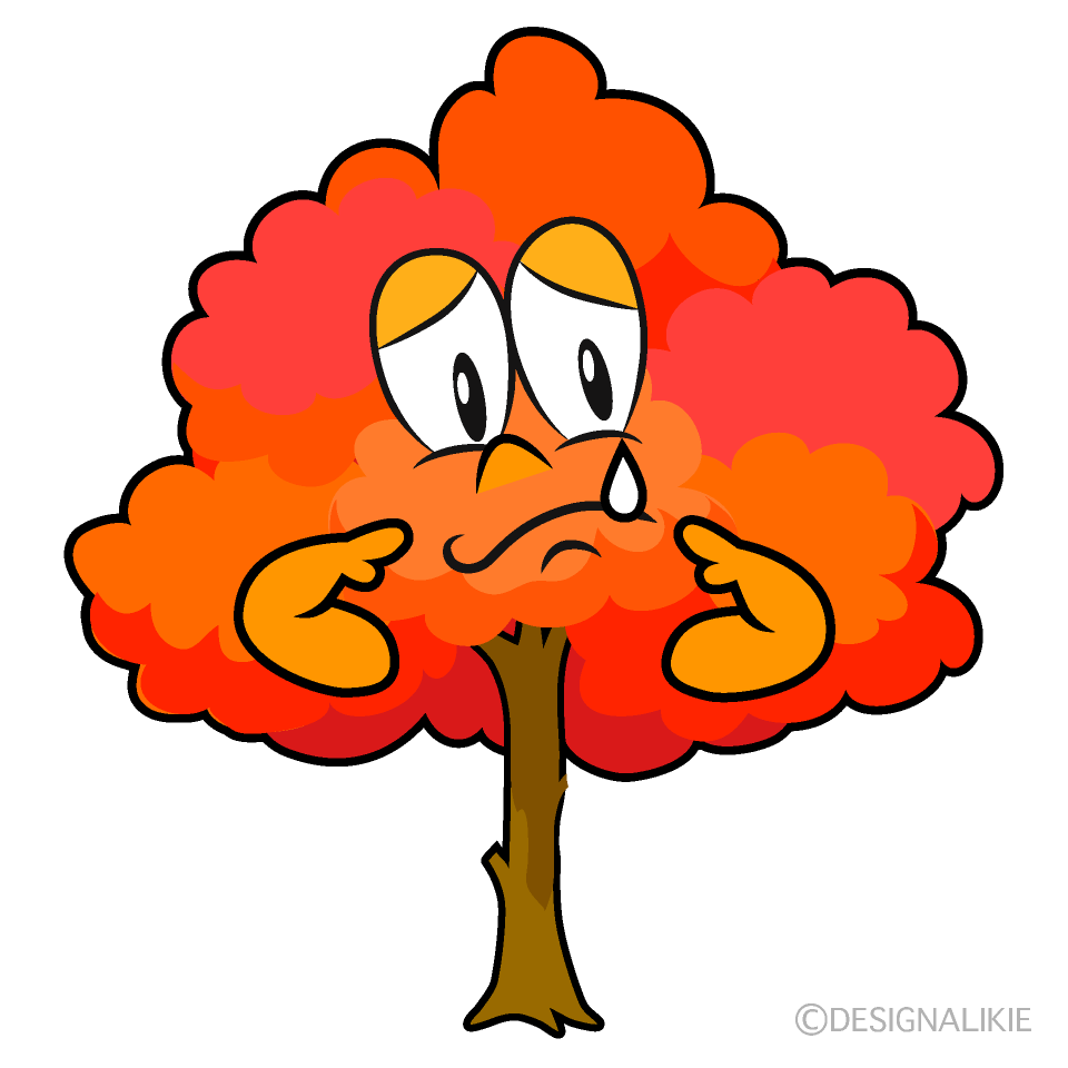 Sad Fall Tree Cartoon Character Image