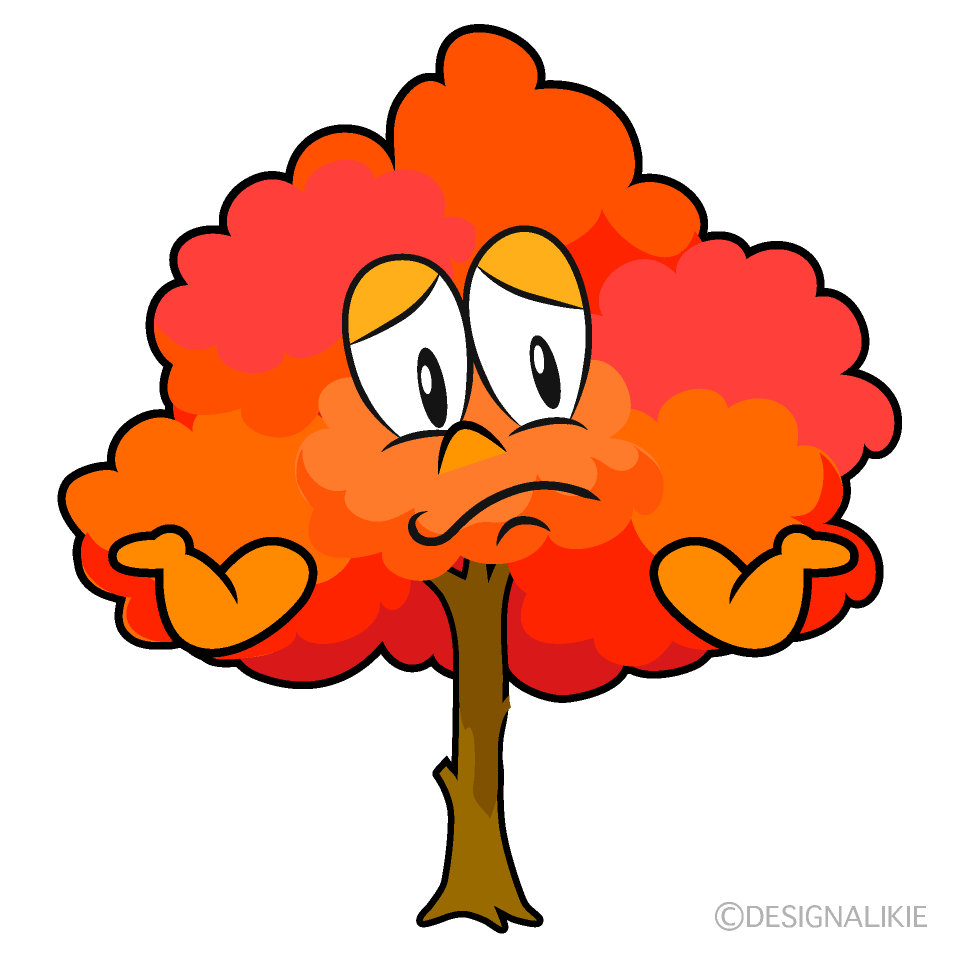 Troubled Fall Tree Cartoon Character Image