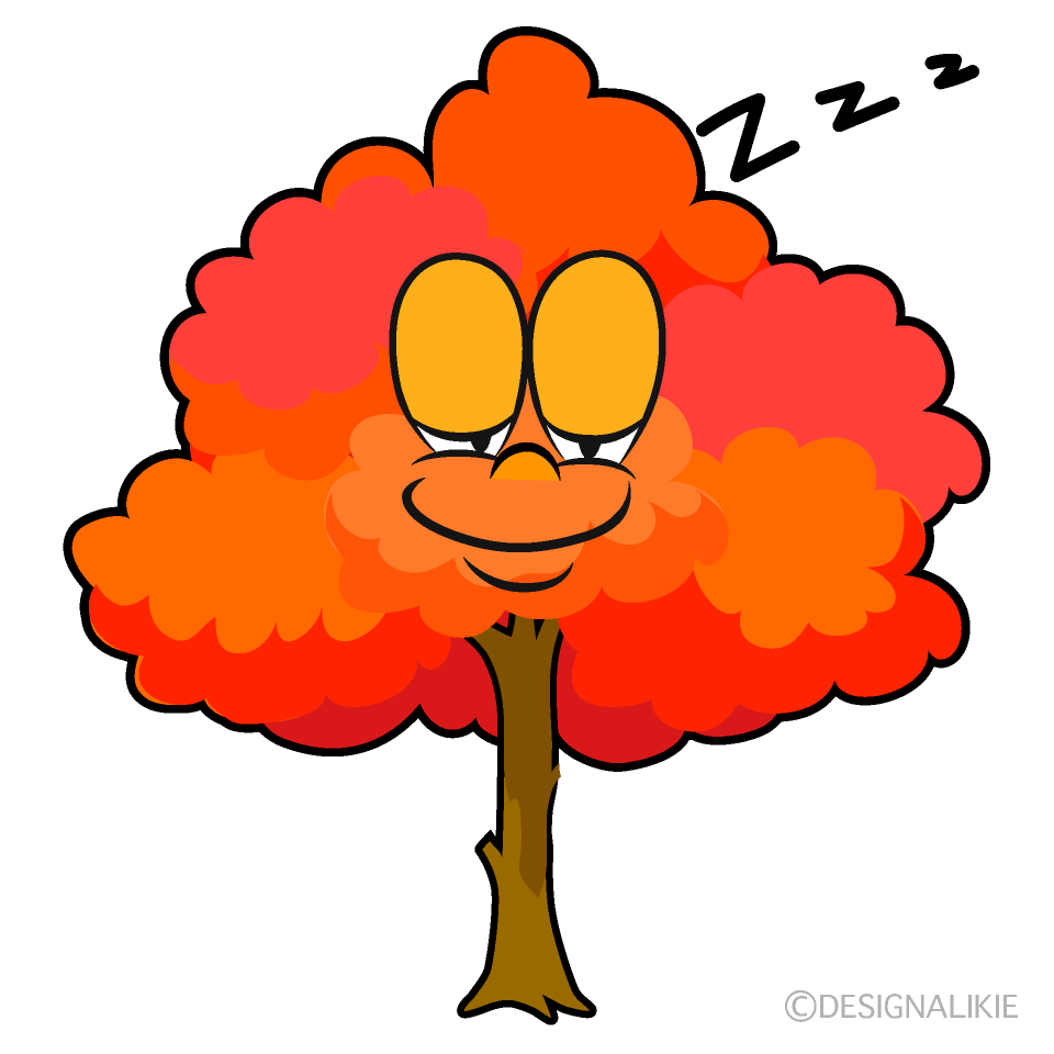 Sleeping Fall Tree Cartoon Character Image