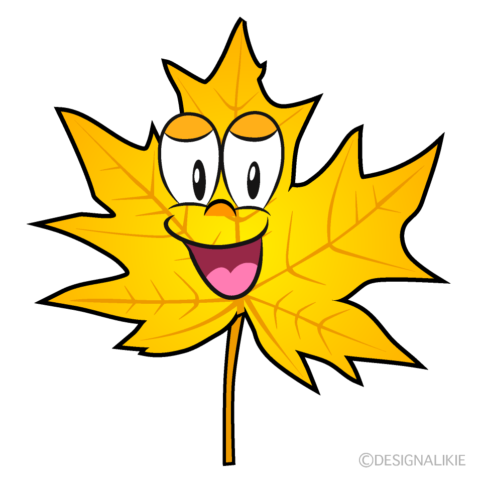 Smiling Yellow Fall Leaf Cartoon Character Image