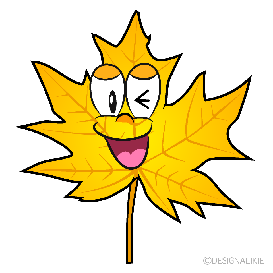 Hoja de Otoño Amarilla Riendo Animado