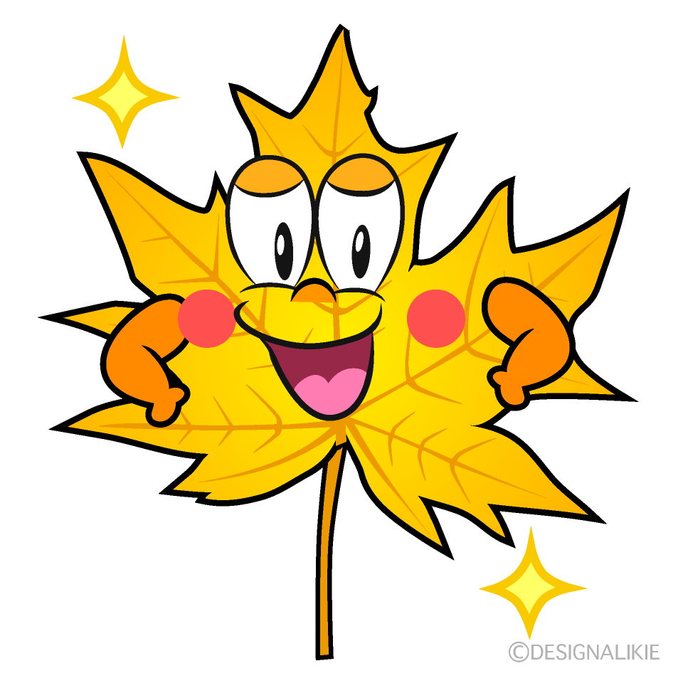 Glitter Yellow Fall Leaf Cartoon Character Image