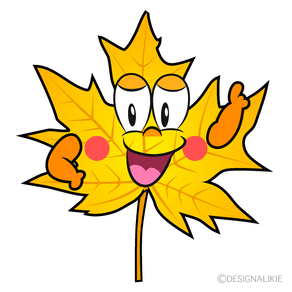 Posing Yellow Fall Leaf Cartoon Character Image