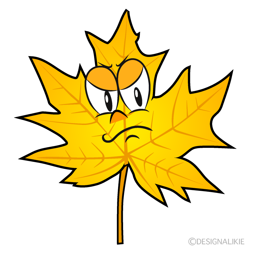 Angry Yellow Fall Leaf Cartoon Character Image