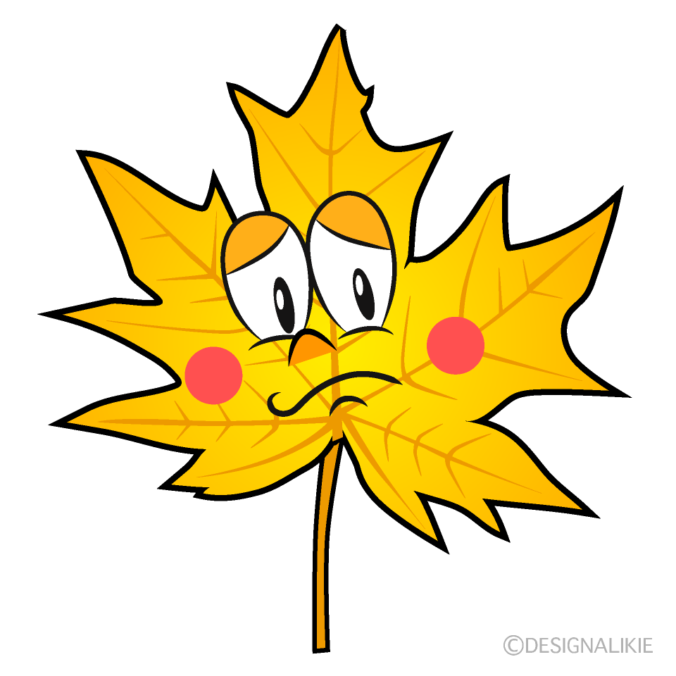 Thinking Yellow Fall Leaf Cartoon Character Image